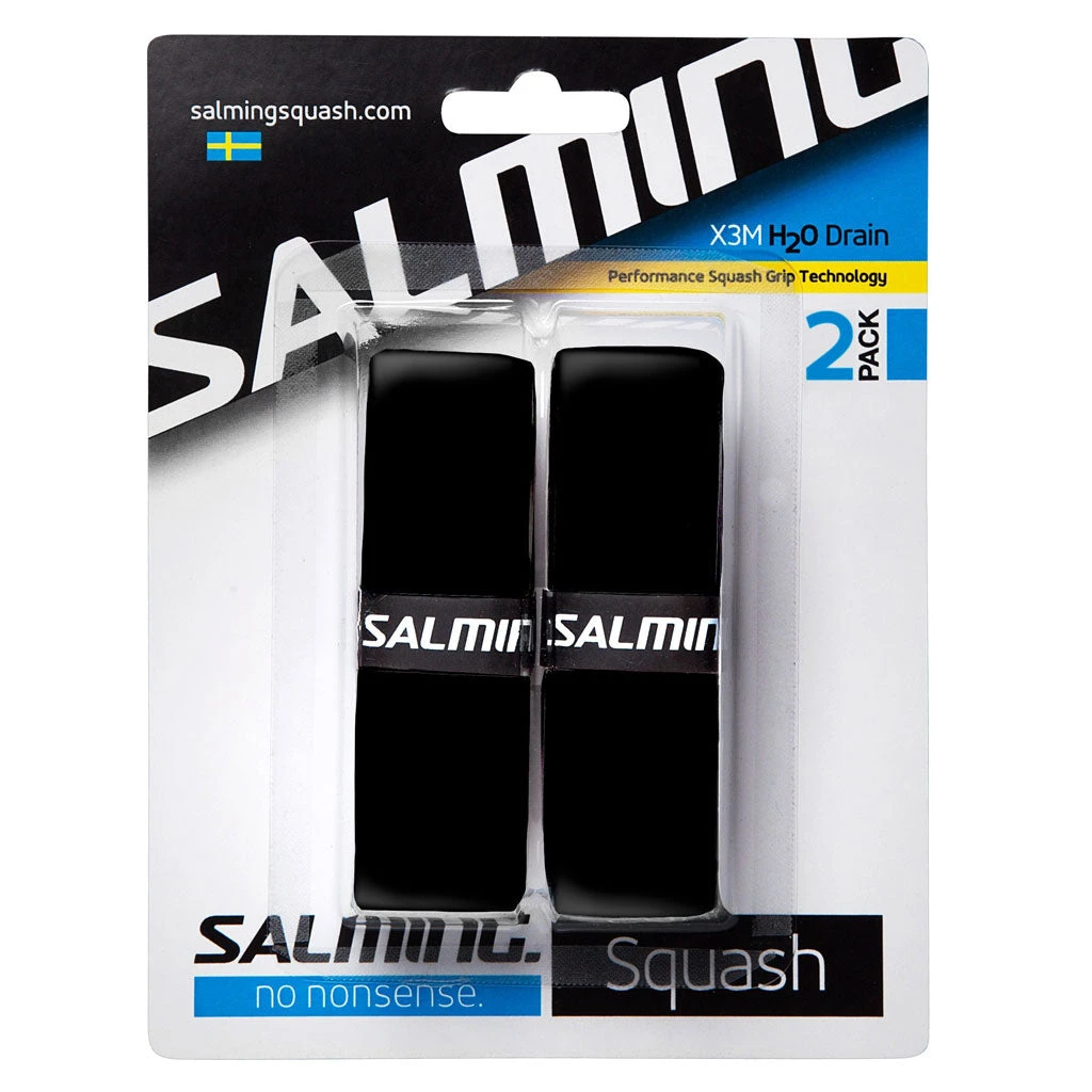 Salming Squash X3M H20 Drain Replacement Grip 2 Pack (Black) 3 Salming Squash X3M H20 Drain Replacement Grip 2 Pack (Black)