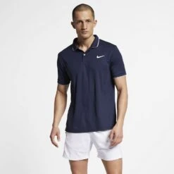 Nike Men's Court Dri-Fit Team Polo (Navy/White) -Racquetguys 939137 452 PHSFM001 1000