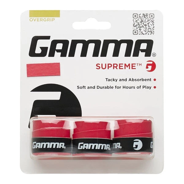 Gamma Supreme Overgrip 3 Pack (Red) 3 Gamma Supreme Overgrip 3 Pack (Red)