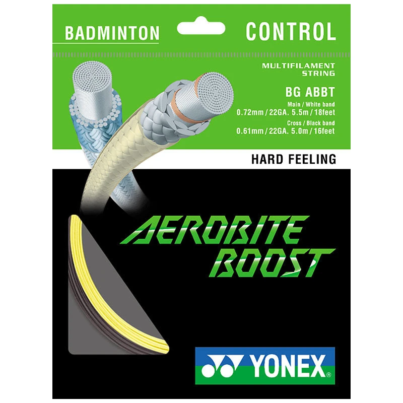 Yonex BG Aerobite Boost Hybrid Badminton String (Grey/Yellow) 3 Yonex BG Aerobite Boost Hybrid Badminton String (Grey/Yellow)