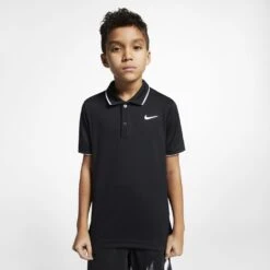 Nike Boy's Court Dri-Fit Team Polo (Black/White) -Racquetguys BQ8792 010 PHSFM001 1000