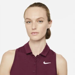 Nike Women's Victory Polo Dress (Deep Beetroot/White) -Racquetguys CV4837 638 PHSYM001 3144