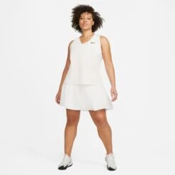 Nike Women's Dri-FIT Club Tennis Skirt (White/Black) -Racquetguys DB5935 100 PHSYM005 3144