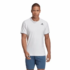 Adidas Men's Freelift AeroReady Top (White) 20 Adidas Men's Freelift AeroReady Top (White) -Racquetguys FP7969 APP on model standard white