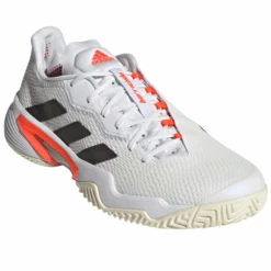 Adidas Barricade Tokyo Men's Tennis Shoe (White/Black/Solar Red) -Racquetguys FZ3935 FTW photo front lateral top white