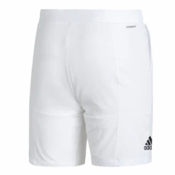 Adidas Men's Club Stretch Woven 9-Inch Shorts (White/Black) -Racquetguys GH7222 APP photo back center white 754cec2e d69a 473d aaa2 1a5de5eef3be