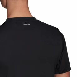 Adidas Men's 3 Stripes Club Top (Black) -Racquetguys GL5403 APP on model detail 2 white