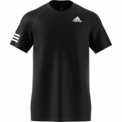 Adidas Men's 3 Stripes Club Top (Black) -Racquetguys GL5403 APP virtual front white