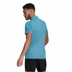 Adidas Men's Club 3 Stripes Polo (Hazy Blue/White) -Racquetguys GL5422 APP on model back white