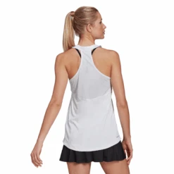 Adidas Women's Club Tank (White/Grey) 10 Adidas Women's Club Tank (White/Grey) -Racquetguys GL5520 APP on model back white