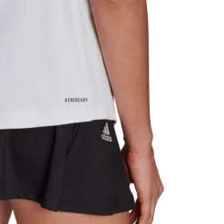 Adidas Women's Club Tank (White/Grey) 13 Adidas Women's Club Tank (White/Grey) -Racquetguys GL5520 APP on model detail 2 white