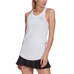 Adidas Women's Club Tank (White/Grey) 11 Adidas Women's Club Tank (White/Grey) -Racquetguys GL5520 APP on model front white