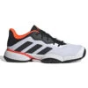 Adidas Barricade Junior Tennis Shoe (White/Black/Red) -Racquetguys GW2996 1 FOOTWEAR Photography SideLateralCenterView white