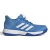 Adidas Adizero Club Junior Tennis Shoe (Pulse Blue/Cloud White) -Racquetguys GX1854 1 FOOTWEAR Photography SideLateralCenterView white