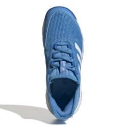 Adidas Adizero Club Junior Tennis Shoe (Pulse Blue/Cloud White) -Racquetguys GX1854 3 FOOTWEAR Photography TopPortraitView white