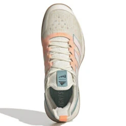 Adidas Adizero Ubersonic 4 Parley Women's Tennis Shoes (White/Beam Orange) -Racquetguys GX9624 3 FOOTWEAR Photography TopPortraitView white