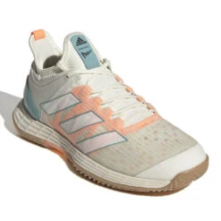 Adidas Adizero Ubersonic 4 Parley Women's Tennis Shoes (White/Beam Orange) -Racquetguys GX9624 6 FOOTWEAR Photography FrontLateralTopView white