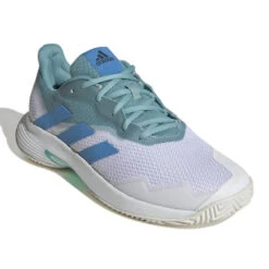 Adidas CourtJam Control Men's Tennis Shoe (Mint/Blue/White) -Racquetguys GY4002 6 FOOTWEAR Photography FrontLateralTopView white