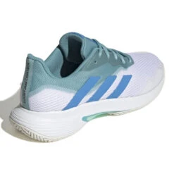 Adidas CourtJam Control Men's Tennis Shoe (Mint/Blue/White) -Racquetguys GY4002 7 FOOTWEAR Photography BackLateralTopView white