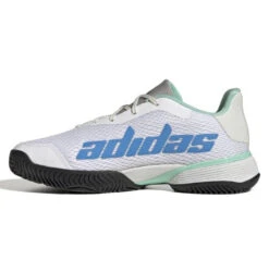Adidas Barricade Junior Tennis Shoe (White/Blue) 10 Adidas Barricade Junior Tennis Shoe (White/Blue) -Racquetguys GY4017 4 FOOTWEAR Photography SideMedialCenterView white