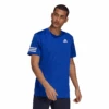 Adidas Men's 3 Stripes Club Top (Blue/White) -Racquetguys H34690 APP on model standard white