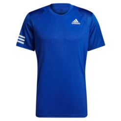 Adidas Men's 3 Stripes Club Top (Blue/White) -Racquetguys H34690 APP photo front center white