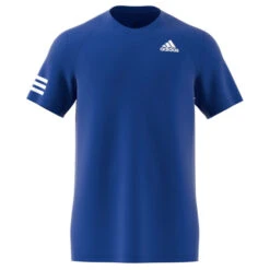 Adidas Men's 3 Stripes Club Top (Blue/White) -Racquetguys H34690 APP virtual front white