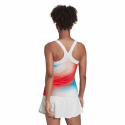 Adidas Women's Mel Y-Tank Top (White/Red/Blue) -Racquetguys HA7614 APP on model back white