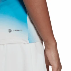 Adidas Women's Mel Y-Tank Top (White/Red/Blue) -Racquetguys HA7614 APP on model detail 2 white