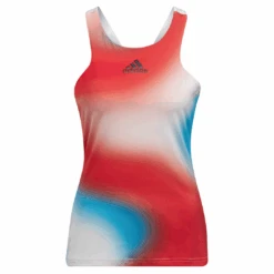Adidas Women's Mel Y-Tank Top (White/Red/Blue) -Racquetguys HA7614 APP photo front center white