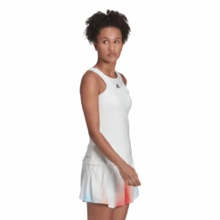 Adidas Women's Tennis Y-Tank Top (White) -Racquetguys HF0842 APP on model walking white