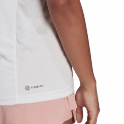 Adidas Women's Club Tennis Top (White/Grey Two) -Racquetguys HF1783 APP on model detail 2 white