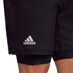 Adidas Men's US Series Two-In-One 7-inch Shorts (Black) -Racquetguys HH9474 8 APPAREL OnModel DetailView2 transparent