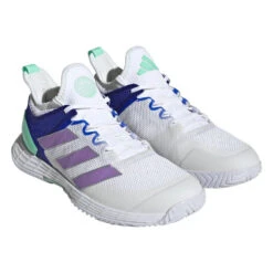 Adidas Adizero Ubersonic 4 Women's Tennis Shoe (White) -Racquetguys HQ8390 6 FOOTWEAR Photography FrontLateralTopView transparent