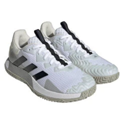 Adidas SoleMatch Control Men's Tennis Shoe (White/Black) -Racquetguys HQ8436 6 FOOTWEAR Photography FrontLateralTopView transparent