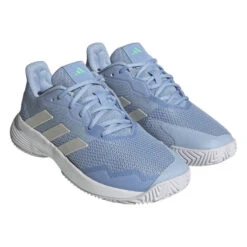 Adidas CourtJam Control Women's Tennis Shoe (Blue/White) -Racquetguys HQ8471 6 FOOTWEAR Photography FrontLateralTopView transparent