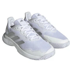 Adidas CourtJam Control Women's Tennis Shoe (White) -Racquetguys HQ8473 6 FOOTWEAR Photography FrontLateralTopView transparent
