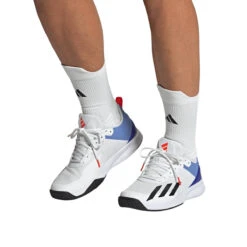 Adidas Courtflash Speed Men's Tennis Shoe (White/Black) -Racquetguys HQ8481 11 FOOTWEAR OnModel FrontView transparent