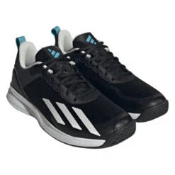 Adidas Courtflash Speed Men's Tennis Shoe (Black/White) -Racquetguys HQ8482 6 FOOTWEAR Photography FrontLateralTopView transparent
