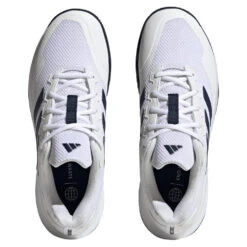 Adidas GameCourt 2 Men's Tennis Shoe (White/Navy) -Racquetguys HQ8809 3 FOOTWEAR Photography TopPortraitView transparent