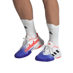 Adidas Barricade Men's Tennis Shoe (Blue/Black) -Racquetguys HQ8917 11 FOOTWEAR OnModel FrontView transparent