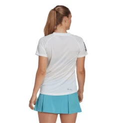 Adidas Women's Club 3 Stripe Top (White) -Racquetguys HS1449 5 APPAREL OnModel BackView transparent