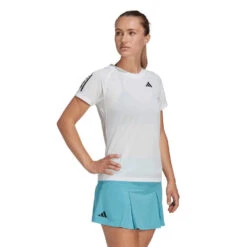 Adidas Women's Club 3 Stripe Top (White) -Racquetguys HS1449 6 APPAREL OnModel WalkingView transparent