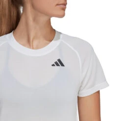 Adidas Women's Club 3 Stripe Top (White) -Racquetguys HS1449 8 APPAREL OnModel DetailView1 transparent