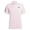 Adidas Men's 3 Stripe Club Polo (Pink) -Racquetguys HT4430 2 APPAREL Photography FrontCenterView transparent