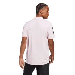 Adidas Men's 3 Stripe Club Polo (Pink) -Racquetguys HT4430 5 APPAREL OnModel BackView transparent