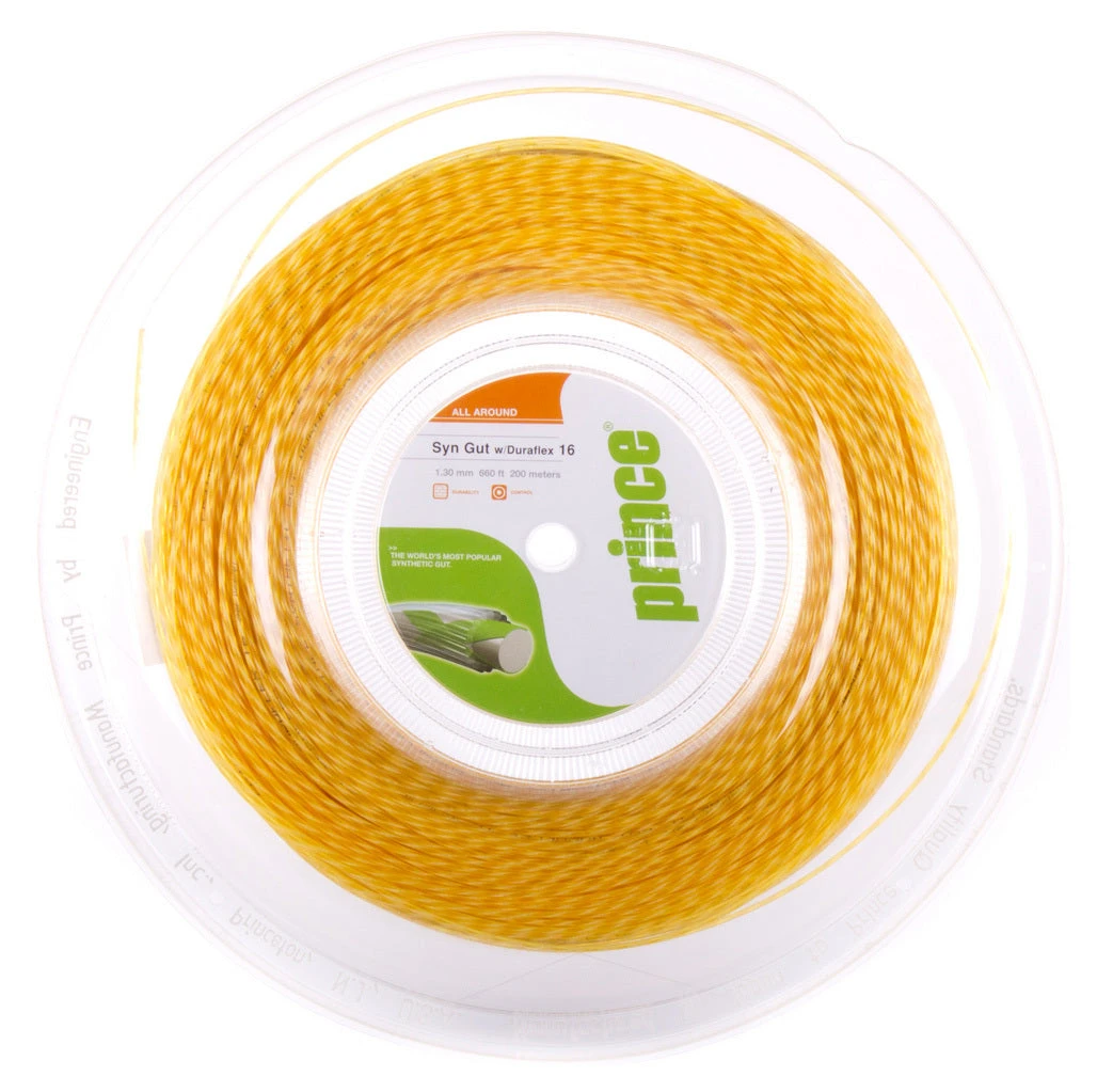 Prince Synthetic Gut 17/1.25 Duraflex Tennis String Reel (Gold) 3 Prince Synthetic Gut 17/1.25 Duraflex Tennis String Reel (Gold)