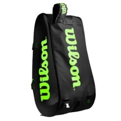 Wilson Super Tour 15 Pack Racquet Bag (Black/Green) -Racquetguys WR8004101001 Super Tour 3 Comp BKGR Removable Straps Detail