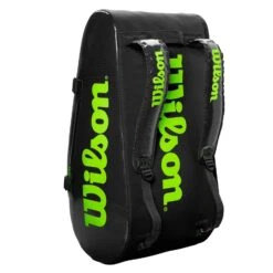 Wilson Super Tour 15 Pack Racquet Bag (Black/Green) -Racquetguys WR8004101001 Super Tour 3 Comp BKGR Stand Up