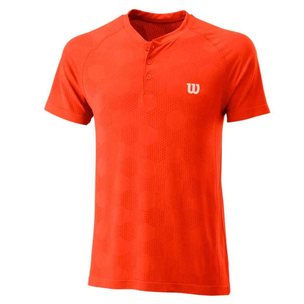 Wilson Men's Power Seamless Henley (Tangerine Tango) 3 Wilson Men's Power Seamless Henley (Tangerine Tango)